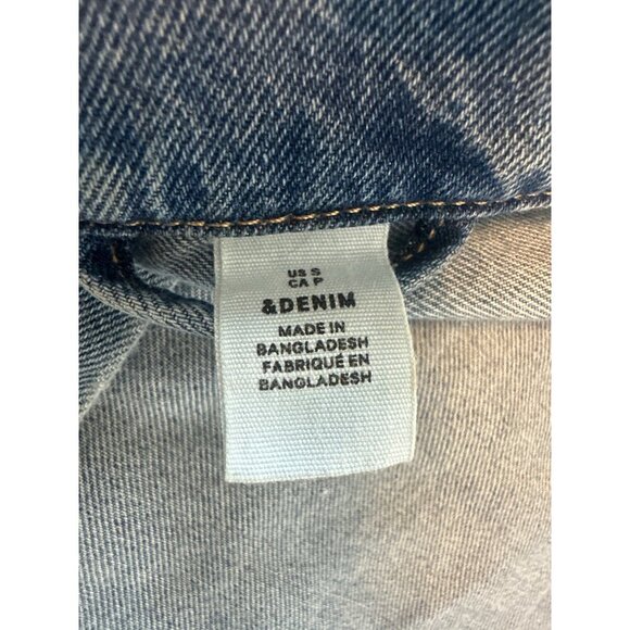 &Demin Distressed Blue Jacket With Button Closure Front Pockets, Small - Picture 9 of 12